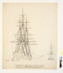 Das russische Linienschiff "Asow" und eine Fregatte vor Anker in den Straßen von Elsinore