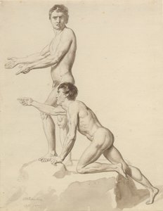 Zwei Israeliten auf einem Felsen von Christoffer Wilhelm Eckersberg
