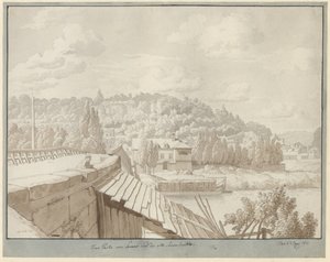 Blick von Sèvres auf die alte Seine-Brücke mit dem Park in Saint Cloud im Hintergrund von Christoffer Wilhelm Eckersberg