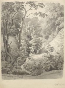 Blick auf den Park des Liselund-Herrenhauses auf der Insel Møn von Christoffer Wilhelm Eckersberg