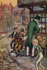 Illustration für Oliver Twist von Charles Dickens (Farblithografie)