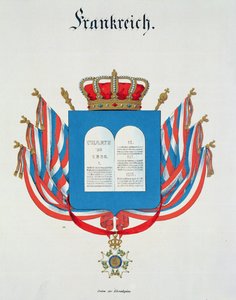 Charta und Anhänger des Ordens der französischen Ehrenlegion, aus einer Sammlung von Aquarellen, veröffentlicht in Deutschland, 1830-33