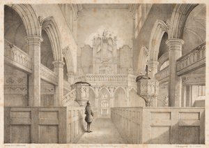 Das Innere von St. Peter, Wolverhampton, graviert von I. Shaw, 1848 von C. J. Greenwood