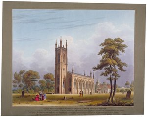 Südwestansicht der St. Nicholas Kirche, Tooting, London, 1832 von C Rosenberg