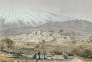 Berg Hermon. Radierung von Schacher - Steinkopk J.F. Editore von C. Schacher