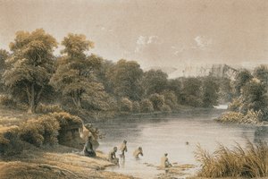 Jordanfluss (Radierung von Schacher - Steinkopk J.F. Editore)