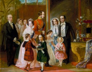 Thomas Younghusband und seine Familie treffen Königin Victoria und ihre Familie im Crystal Palace, ca. 1854 von C Wells