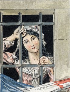 Charlotte Corday (1768-1793), die Jean-Paul Marat ermordete, im Gefängnis.