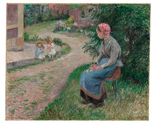 Eine Dienerin im Garten von Eragny, 1884 von Camille Jacob Pissarro
