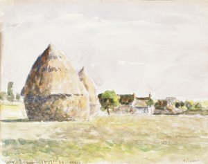 Heuhaufen, Abend in Eragny von Camille Jacob Pissarro