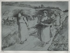 Bauern, die Reisig tragen, um 1896 von Camille Jacob Pissarro