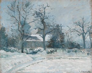 Piettes Haus in Montfoucault, Schneeeffekt, 1874 von Camille Jacob Pissarro