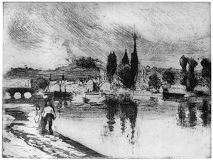 Rouen, Cours la Reine, ca. 1850-1900 von Camille Jacob Pissarro