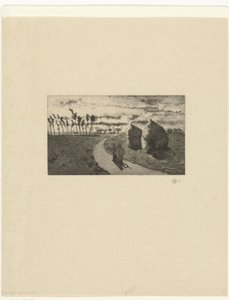 Dämmerung mit Heuhaufen