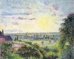 Sonnenuntergang in Eragny, 1891 von Camille Jacob Pissarro