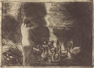 Badende mit Gänsen von Camille Pissarro