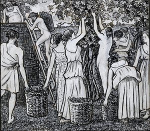 Weinlese, Kompositionsstudie für eine Illustration zu 