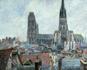 Dächer des alten Rouen: Graues Wetter (Kathedrale) von Camille Pissarro