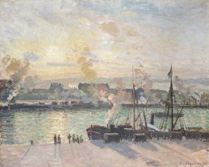 Sonnenuntergang, der Hafen von Rouen, Dampfschiffe, 1898