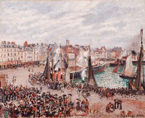 Der Fischmarkt, Dieppe: Graues Wetter, Morgen von Camille Pissarro