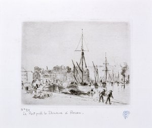 Der Hafen in der Nähe des Zollhauses in Rouen von Camille Jacob Pissarro