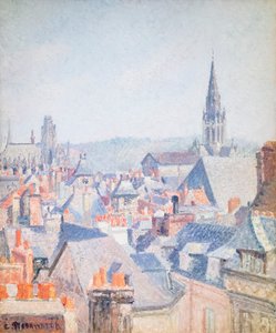 Die Dächer des alten Rouen, Sonnenlicht von Camille Pissarro