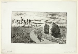 Dämmerung mit Heuhaufen