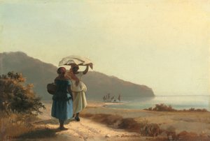 Zwei Frauen plaudern am Meer, St. Thomas von Camille Pissarro