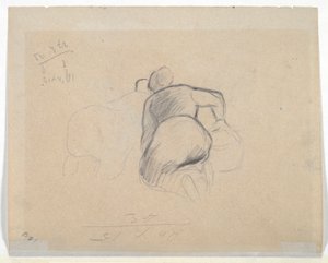 Kniende Frau (recto); Zwei kniende Bäuerinnen (verso) von Camille Pissarro