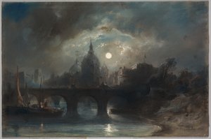 Ansicht einer Stadt bei Nacht von Camille Roqueplan