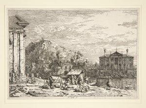 Der Markt in Dolo, aus der Serie Vedute (Ansichten) von Canaletto (Giovanni Antonio Canal)