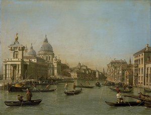 Eingang zum Canal Grande in der Nähe der Punta della Dogana und Santa Maria della Salute von Canaletto (workshop of)