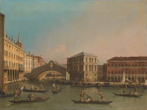 Der Canal Grande mit der Rialtobrücke und dem Fondaco dei Tedeschi