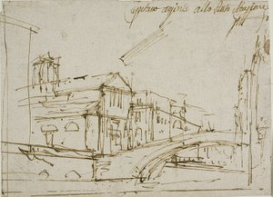 Eine Brücke in der Nähe einer Kirche in Venedig