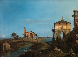 Eine Insel in der Lagune mit einem Tor und einer Kirche von Canaletto