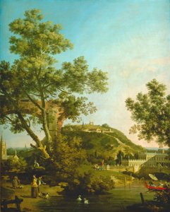 Englische Landschaftskapriccio mit einem Palast