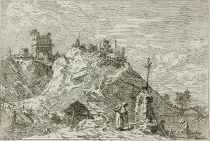 Landschaft mit dem betenden Pilger, aus Vedute von Canaletto