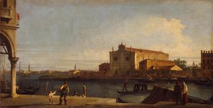 Ansicht der Kirche San Giovanni dei Battuti auf der Insel Murano, zwischen 1725 und 1728 von Giovanni Antonio Canal