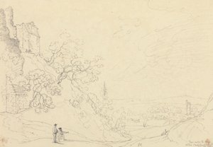 Von unterhalb der Burg innerhalb von Carisbrooke Castle, 18. Mai 1829