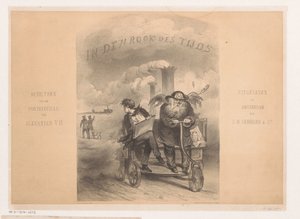 Vater Zeit und Künstler auf einer Dampfmaschine von Carel Christiaan Antony Last