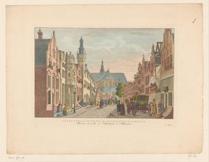 Ansicht der Langestraat, des Rathauses und der Großen Kirche in Alkmaar
