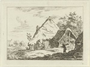 Karren vor einem Bauernhof (Landschaften 1-6)