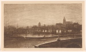 Brücke in Rotterdam bei Nacht von Carel Nicolaas Storm van 