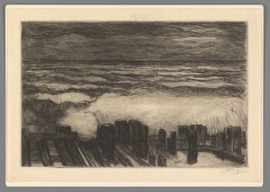 Meer mit hohen Wellen von Carel Nicolaas Storm van 