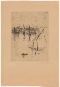 Segelschiffe vor dem Hafen von Le Havre von Carel Nicolaas Storm van 