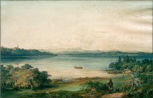 Der Ammersee von Schloss Ried aus gesehen von Carl August Lebschee