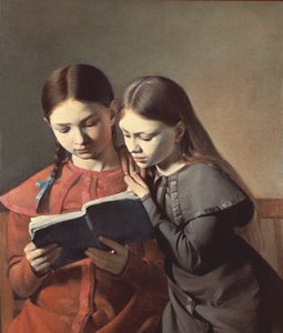 Die Schwestern des Künstlers Signe und Henriette lesen ein Buch, 1826 von Carl Christian Constantin Hansen