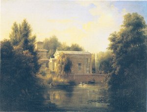 Ansicht des Gartenhauses von Charlottenhof (Wasserseite)