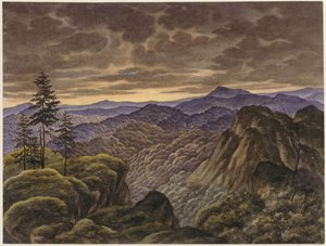 Gebirgslandschaft bei Sonnenuntergang von Carl Friedrich Lessing