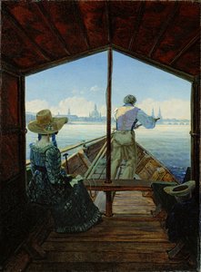 Eine Gondel auf der Elbe bei Dresden von Carl Gustav Carus